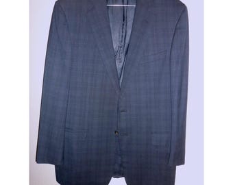 Ermenegildo Zegna Neiman Marcus marineblauwe plaid 100% wol 15 Milmil 15 blazer 56 CH