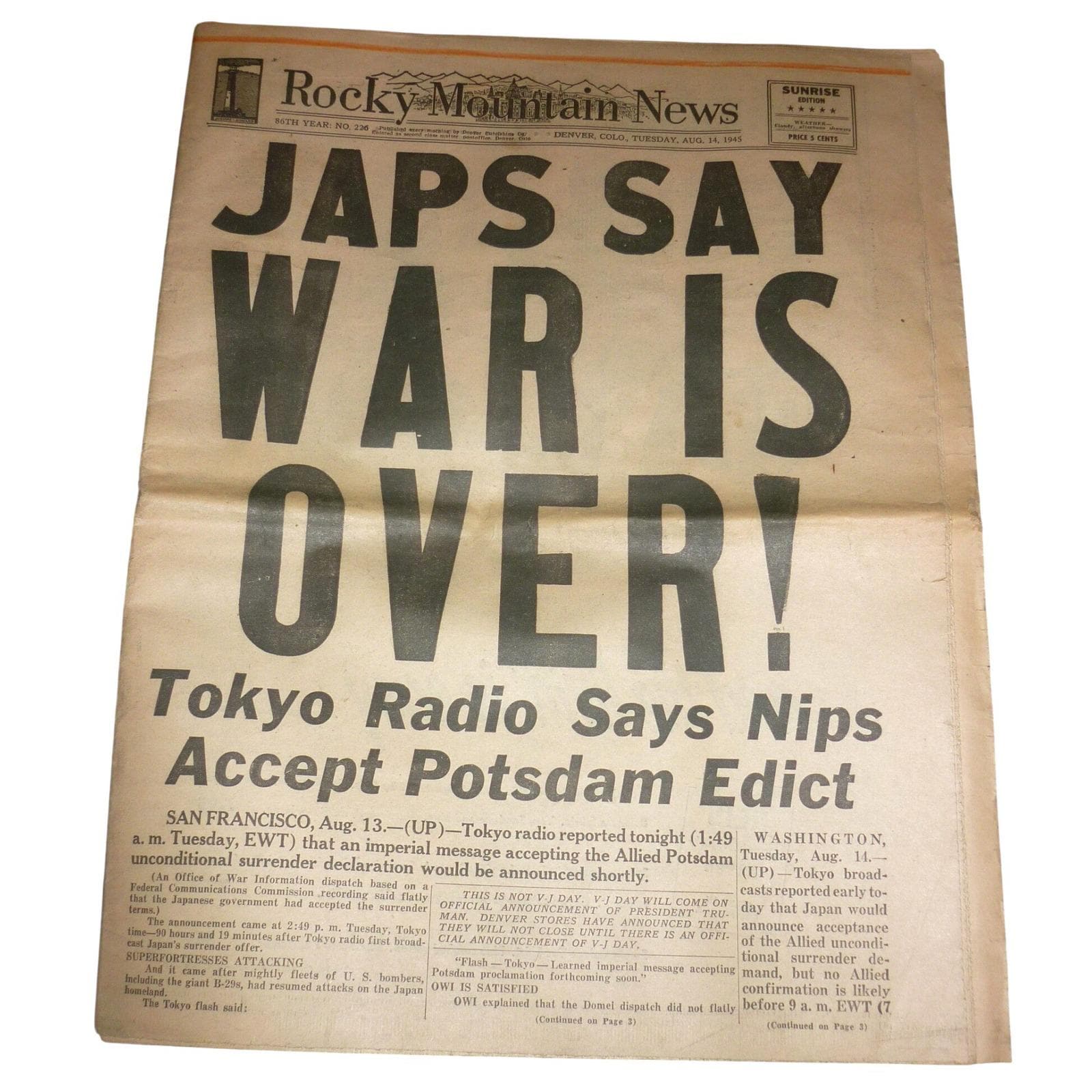 Japan Surrenders Newspaper - Etsy