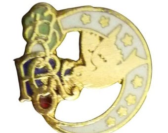 Vintage Kappa Sigma Fraternity Stick Pin Star & Crescent Enamel Greek Letter ΚΣ