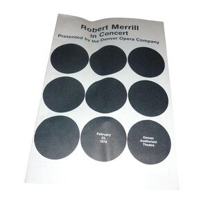 Programa de la Ópera de Denver de Robert Merrill de 1979. Anuncios locales de Vintage Trader Vic's. Material efímero.