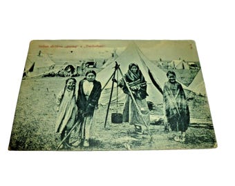 Vintage RPPC-postkaart uit 1908 Native American Indian Children Guying a Tenderfoot