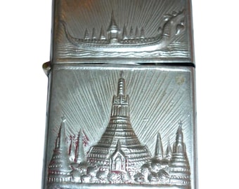 Encendedor de fábrica de joyería vintage de Bangkok, Tailandia, recuerdo de la barcaza real Wat Arun