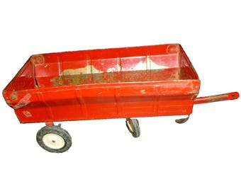 Remolque de juguete de acero prensado rojo ERTL vintage, escala 1/16, pieza de repuesto