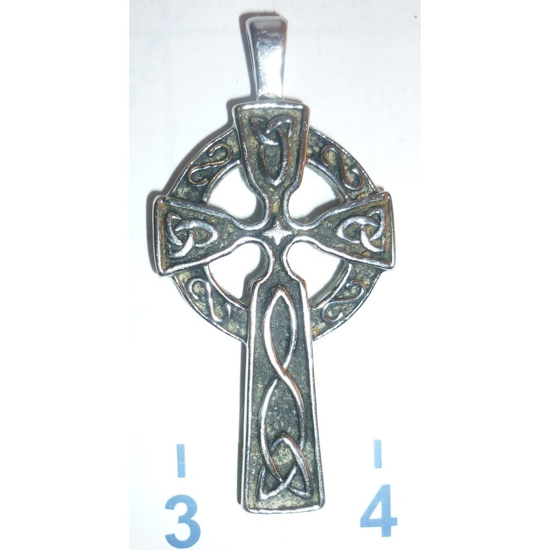 Vintage Celtic Knot Cross Pendant Necklace Stainless Steel Silver Tone ...