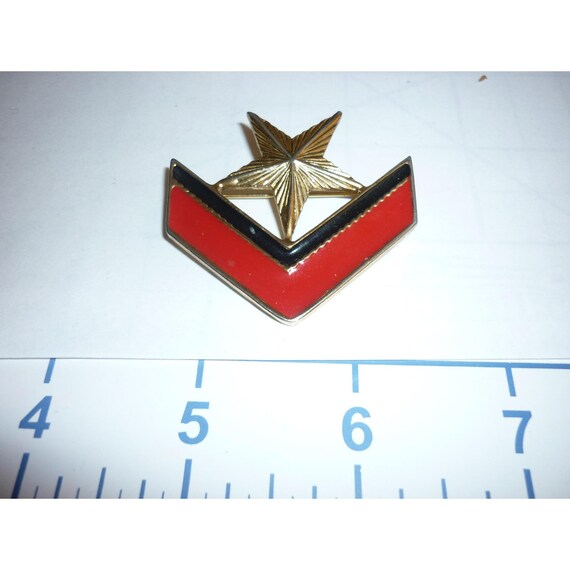 Vintage Military Rank Insignia Pin Star Chevron Red B… - Gem