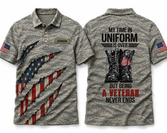 Gepersonaliseerd 3D-poloshirt Amerikaanse luchtmachtveteraan, aangepaste naam militaire camouflage polo grafische vrijheid
