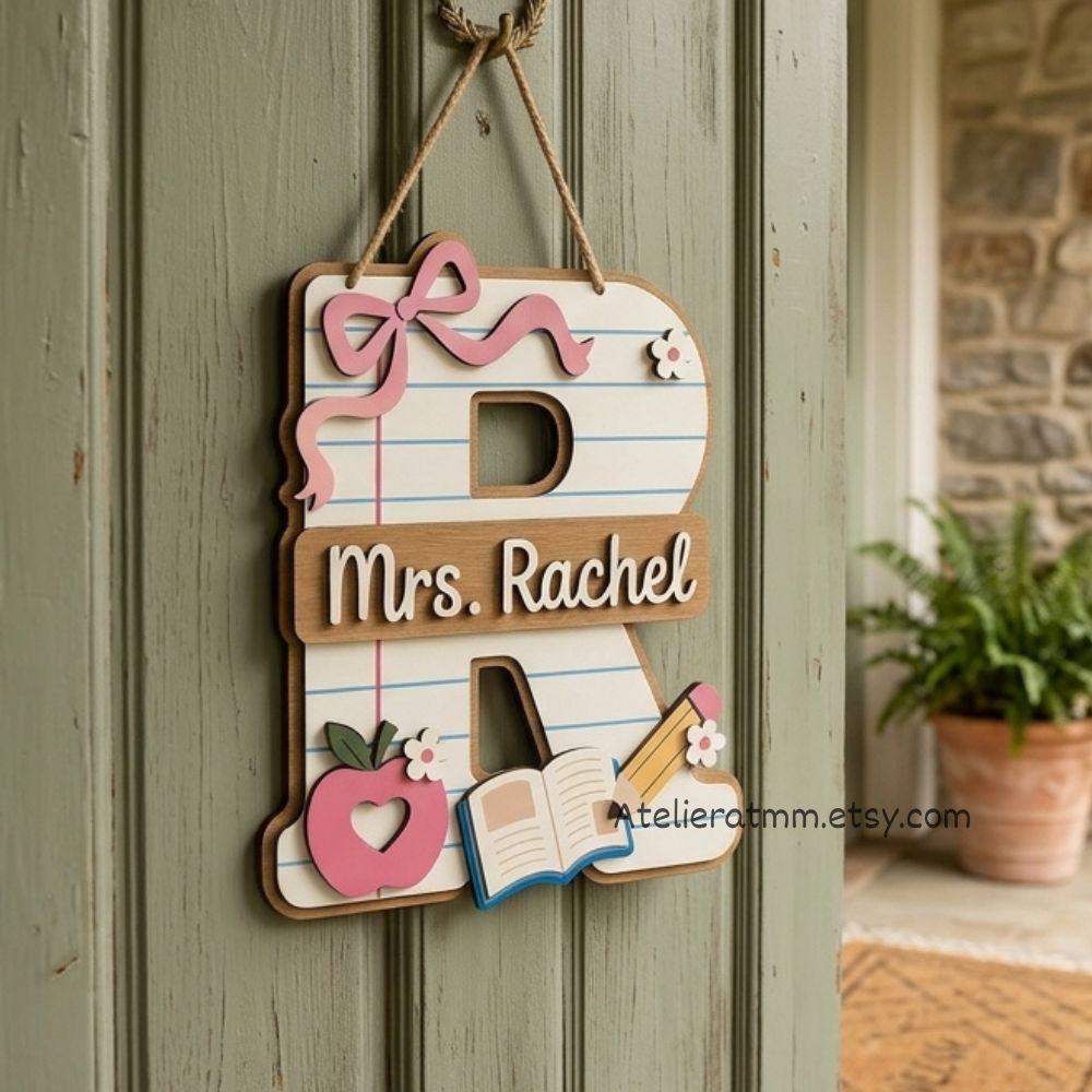 Personalized Wooden Teacher Name Sign Rule Apple 3D Layer 12'',layering ...