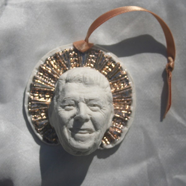 Ronald Reagan, "St. Reagan" Ornament, Porcelain and Gold, Centennial Commemorative