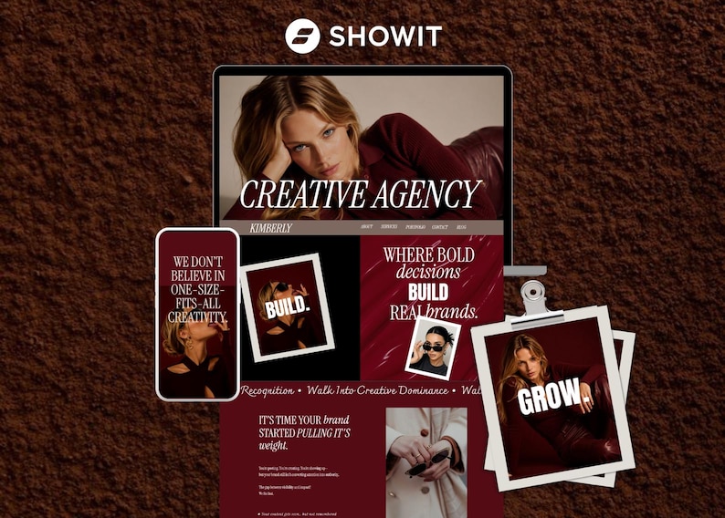 Buy Showit Template for Creative Agency, Bold Luxury Website Design ...