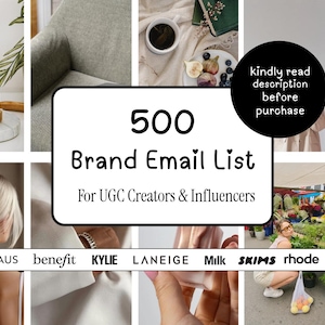 500 varumärkesmejl för kreatörer | Varumärkeskontaktlista | Influencers | PR- och ambassadörskontakter | Varumärkesavtal för UGC-kreatörer