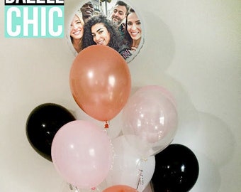 DIY CUSTOM COLOR Photo Balloon Bouquet Kit. Personalized balloon 18in with doubleside printing & multicolor latex
