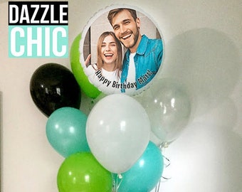 Kit de ramo de globos de fotos personalizado de bricolaje. ¡Globos personalizados personalizados (Globos fotográficos de 18 pulgadas) con impresión a doble cara!