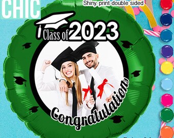 Graduación 2024 Globos personalizados de colores personalizados (Globos fotográficos de 18 pulgadas) impresión a doble cara