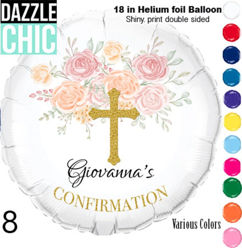 Peach color /Baptism/ Communion/ Confirmation Balloon Photo Balloon custom design8