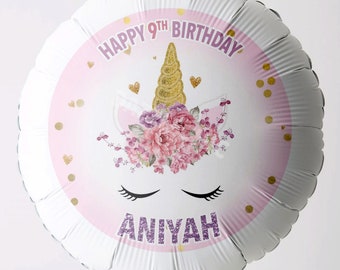 Unicorn Personalized 22 in HELIUM foil PHOTO balloons