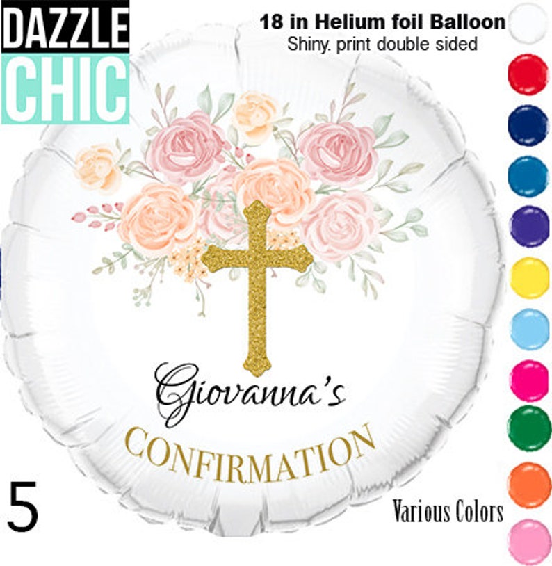 Peach color /Baptism/ Communion/ Confirmation Balloon Photo Balloon custom design 5