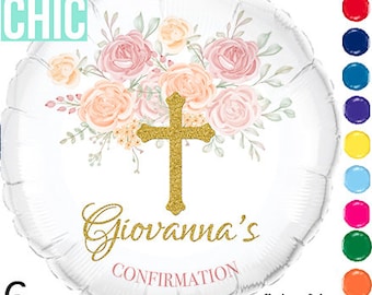 Peach color /Baptism/ Communion/ Confirmation Balloon  ( Photo Balloon - custom)