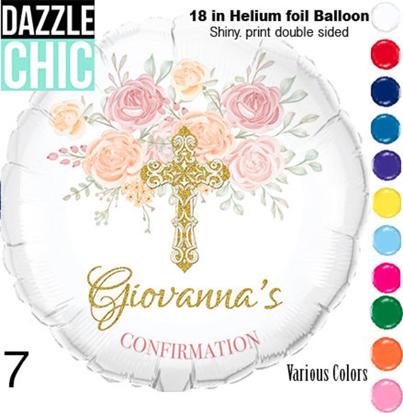 Peach color /Baptism/ Communion/ Confirmation Balloon Photo Balloon custom design 7