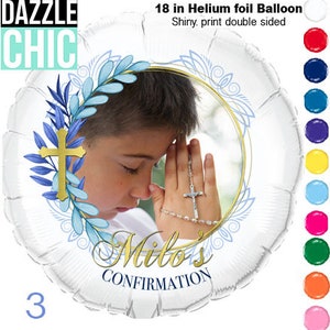 Blues color /Baptism/ Communion/ Confirmation /Christening Balloon Photo Balloon custom design 3