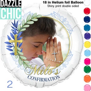 Blues color /Baptism/ Communion/ Confirmation /Christening Balloon Photo Balloon custom design 2