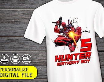 Applicazione termoadesiva di Deadpool, maglietta di compleanno di Deadpool, file digitale personalizzato di Deadpool