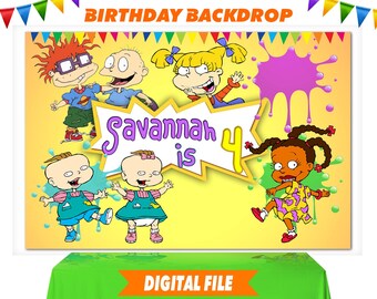 Rugrats bakgrund, Rugrats banderoll, Rugrats födelsedagsfesttillbehör, personlig bakgrund digital fil