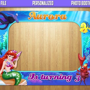 Little Mermaid Photobooth, Little Mermaid Photobooth Birthday, Little Mermaid Birthday Party Supplies, Personalized Photobooth Digital File image 1