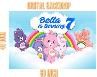 Care Bear bakgrund, Care Bear banderoll, Care Bear festtillbehör, personlig bakgrund digital fil