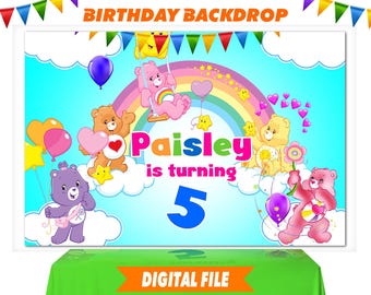 Care Bear bakgrund, Care Bear banderoll, Care Bear festtillbehör, personlig bakgrund digital fil
