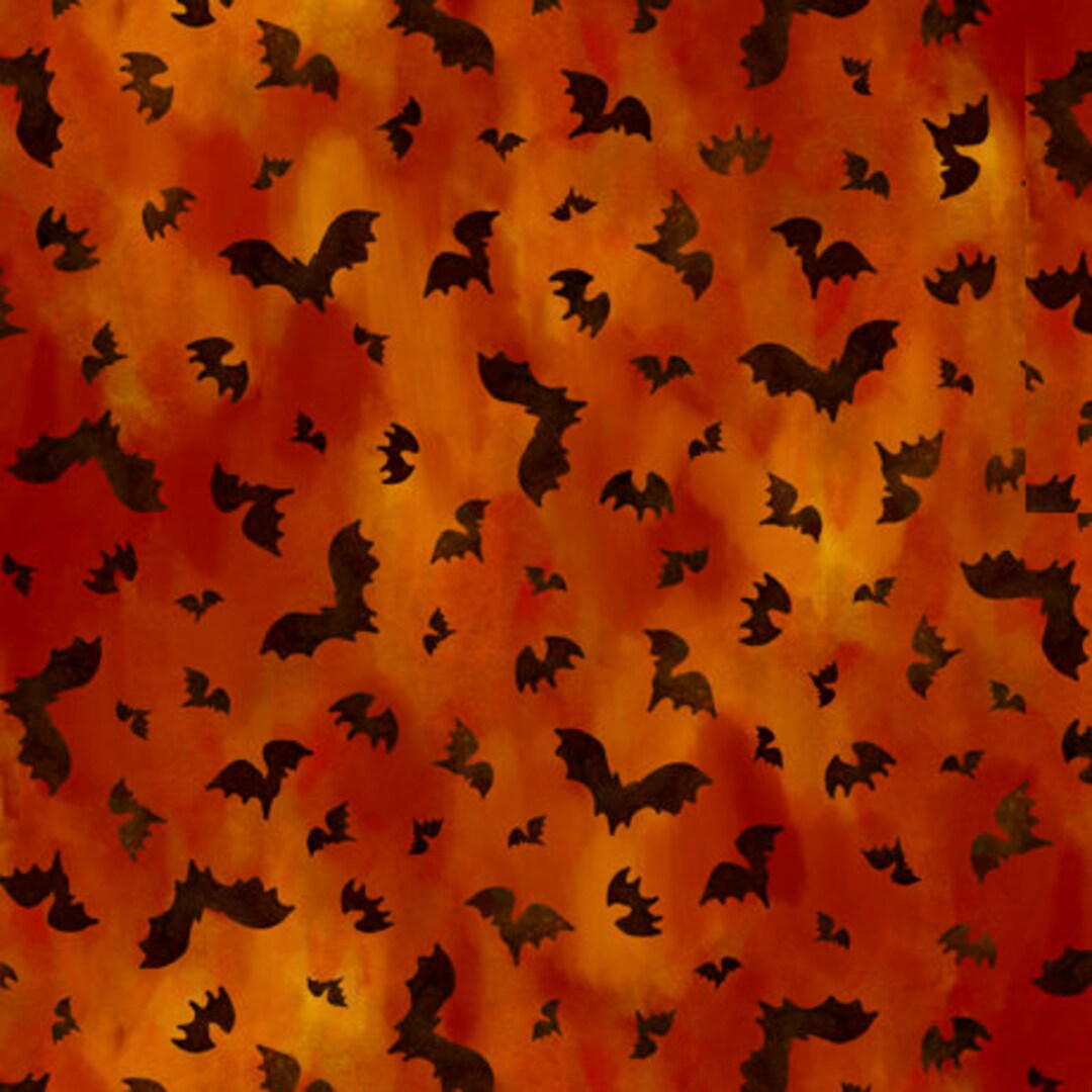 All Hallow's Eve - Tossed Bats - Orange - Quilting Treasures - 1/4 to ...