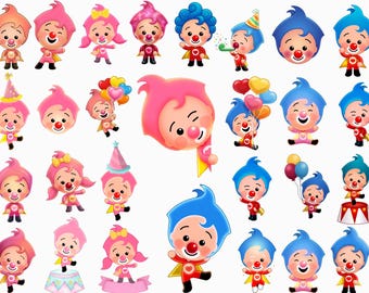 Zirkus Clown Clipart, Kawaii Charaktere, Kinder Geburtstag Grafiken (digitaler Download)