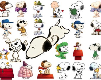 Snoopy PNG Bundle, Retro Cartoon Hund Clipart, Erdnüsse inspiriert (digitaler Download)