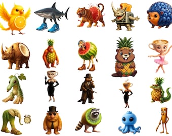 Italienische Brainrot PNG Bündel | Lustige Meme Tiere Clipart (digitaler Download)