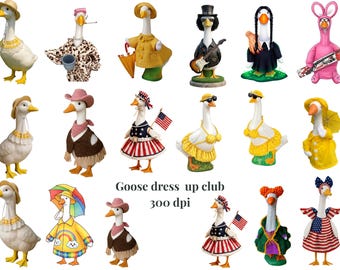 Gans PNG-Bundle, lustiges Ankleiden Clipart, Sublimationsdesign (300 DPI)