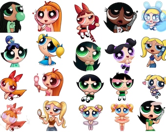 Y2K Kawaii Charakter Clip Art, Cartoon PNG Bundle (digitaler Download)