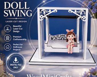 ミニチュアドールハウス用ブランコ レーザーカットファイル | ドールハウス家具 CNCファイル | ミニチュアブランコ デジタルダウンロード | DIY ドール家具 1/12スケール