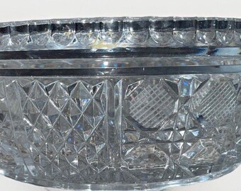 Vintage 8" Genuine Lead Crystal Bowl Western Germany 24% PbO Hobstar Pinwhee