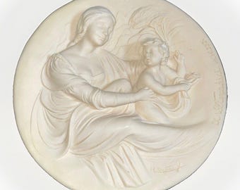 1980 Madonna Beata Alabaster Plate Santangelo Volteradici w COA