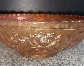 Marigold Vintage  Imperial Carnival Glass Open Rose Bowl 5" Lustre