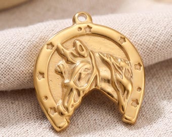Gold Charm for Necklace DIY Jewelry Supplies Stainless Steel Pendant Heart Flower Mom Gift for Her