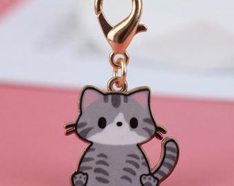 Cat Charm Enamel Keychain Cute Kawaii Bag Charm for Backpack Purse Cat Lover Gift for Her Student Gift