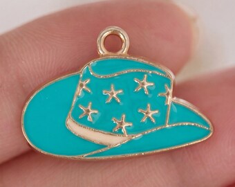 Cowboy Hat Charm Western Enamel Pendant for DIY Jewelry Cowgirl Bachelorette Party Favor Nashville Gift for Her