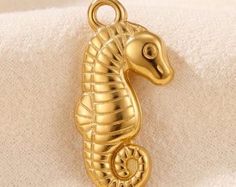 Gold Ocean Charms for Jewelry Making Stainless Steel Beach Pendants DIY Necklace Supplies Mermaid Starfish Shells Gift for Crafter