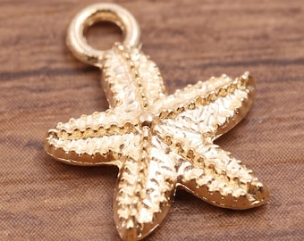 Gold Ocean Charms for Jewelry Making Supplies Sea Life Beach Pendants Starfish Turtle Shell for DIY Bracelet NecklaceEarringsCoastalCrafting