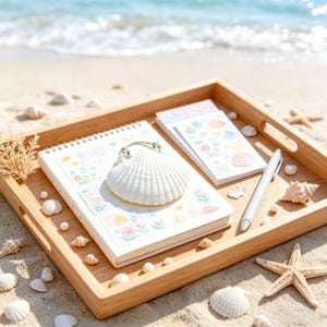 Muschel Notizblock, muschelförmige Notizkarten, Strand Schreibwaren Geschenk, vom Meer inspiriertes Loseblatt-Notizbuch, Küsten Schreibtisch Dekoration, Muschel Journal Pad