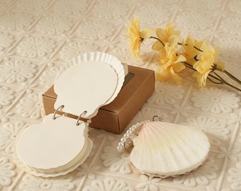 Seashell Memo Pad, Ocean Inspired Note Cards, Beach Desk Decor, Coastal Stationery