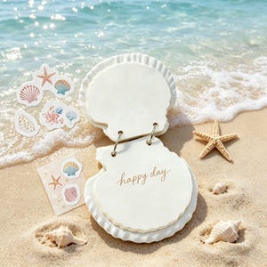 Muschel Notizblock, muschelförmige Notizkarten, vom Meer inspiriertes Notizbuch, Strand Schreibtisch Dekor, Küsten Geschenk, weiße oder natürliche Muschel