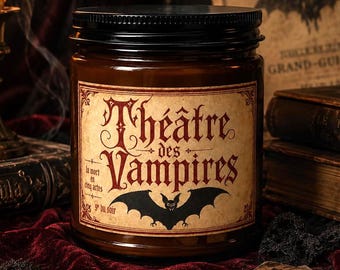 Vela de soja Théâtre des Vampires, aroma gótico dark academia de terror.
