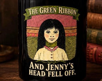 Caneca de terror folclórico com fita verde, caneca de café gótica assustadora, utensílios para bebidas no estilo Dark Academia