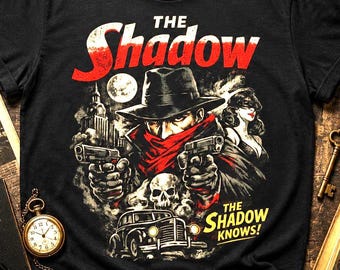 The Shadow Shirt, Vintage Pulp Hero Tee, Retro Noir Detective Shirt, Classic Radio Drama Apparel, Golden Age Adventure Graphic Tee